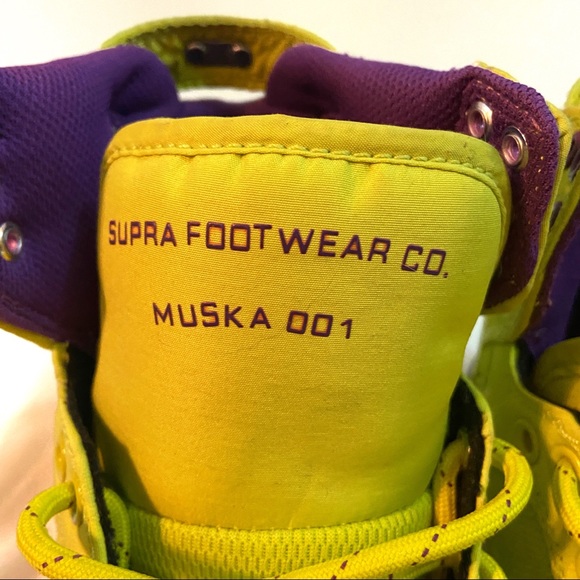 Supra Mens SKYTOP Yellow & Purple High Top Shoes - Picture 5 of 6